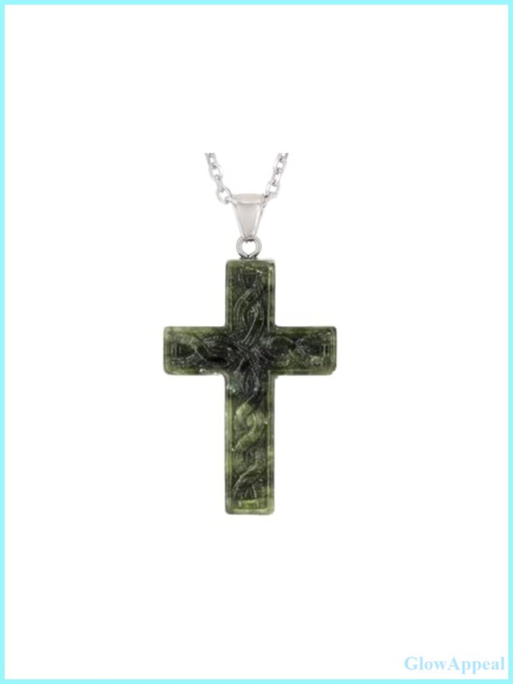 Celtic Cross Necklace Genuine Connemara Marble 24" Chain